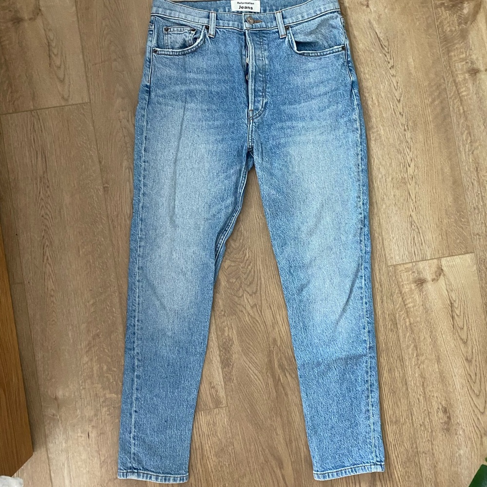 Reformation Cropped Blue Jeans